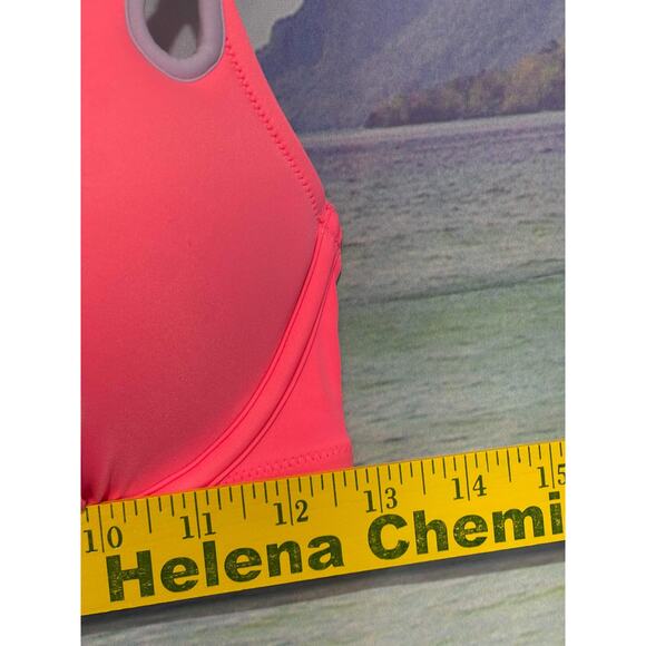 Victoria's Secret Bikini Halter Top Bright Pink Purple accents size 34C - Picture 5 of 7